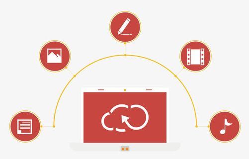 红色计算机云端技术扁平化图标免抠