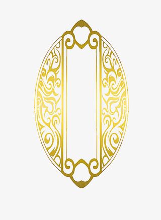 金色古风花纹花边边框免抠