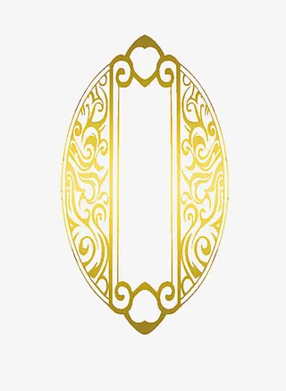 金色古风花纹花边边框免抠