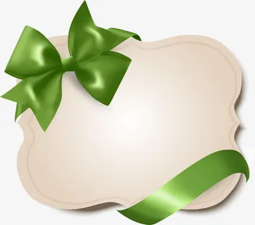 手绘米色底纹绿色蝴蝶结免抠