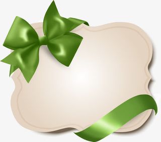 手绘米色底纹绿色蝴蝶结免抠