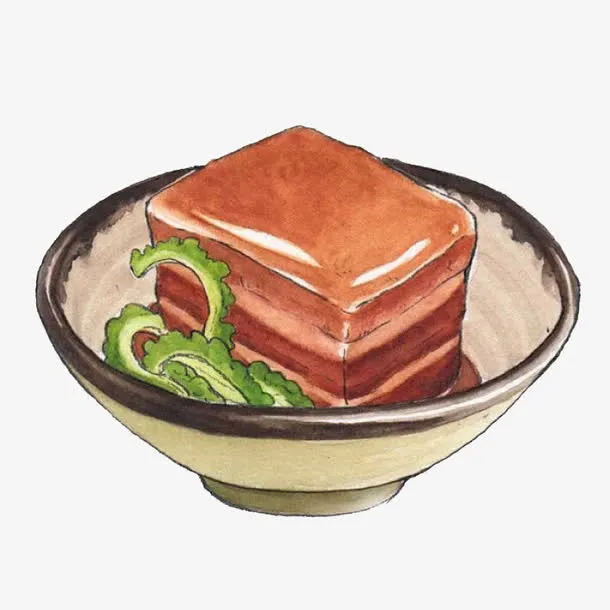 中国传统美食餐饮手绘红烧肉PNG免抠