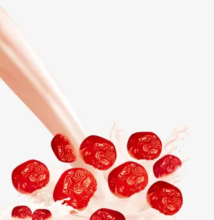 红枣落入牛奶瞬间飞溅免抠