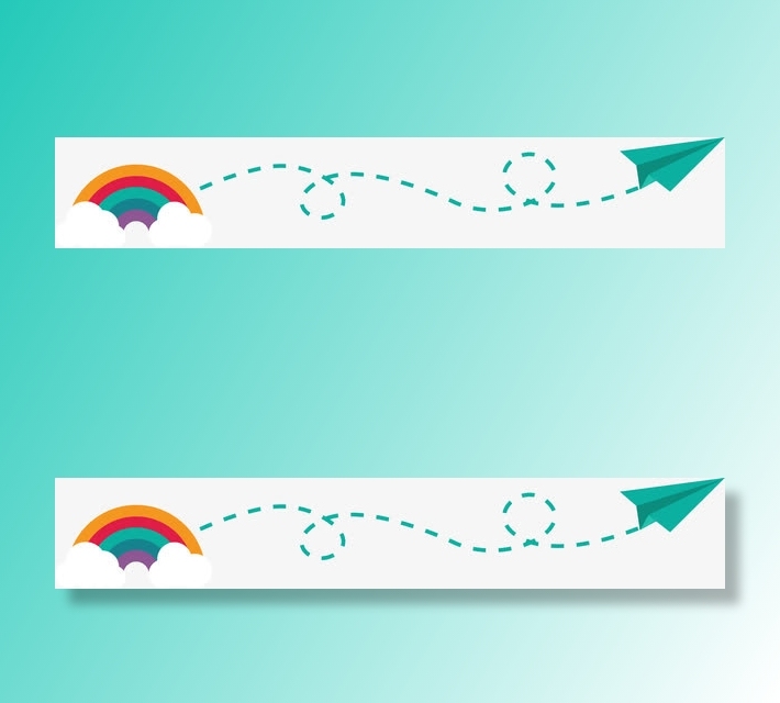 卡通可爱纸飞机彩虹分界线免抠