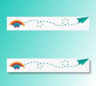 卡通可爱纸飞机彩虹分界线免抠