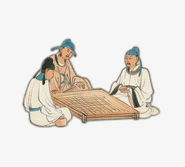 中国风古代文人下围棋免抠