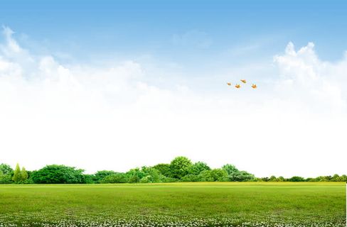 蓝天草地背景免抠