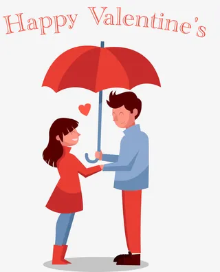 情人节扁平装饰插图卡通情侣免抠