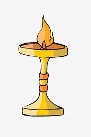 金色古代油灯免抠