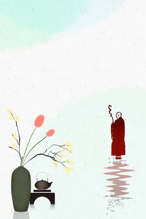 简约禅意佛学文化海报背景素材高清