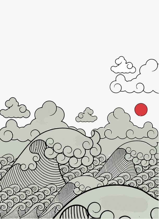 矢量和风海浪装饰免抠