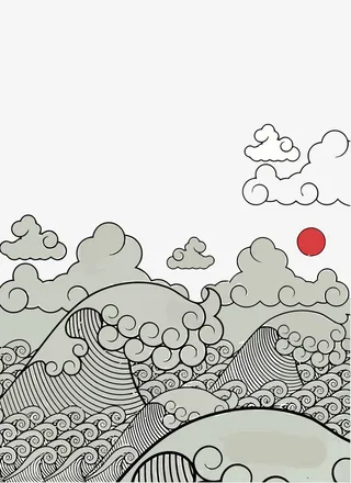 矢量和风海浪装饰免抠