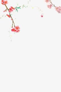 绿色元素桃花枝免抠装饰植物元素