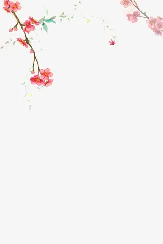 绿色元素桃花枝免抠装饰植物元素