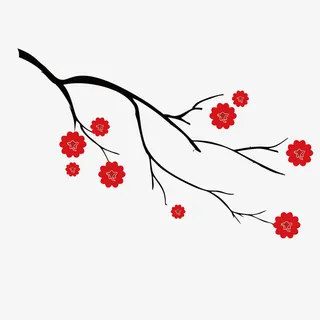 小清新简约装饰树枝花朵免抠