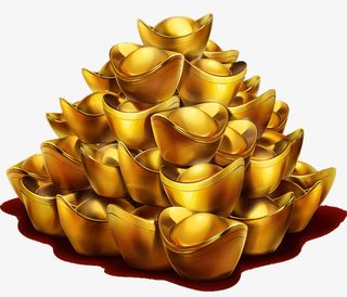 金山红色倒影扁平元宝免抠