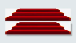 红色喜庆台阶免抠