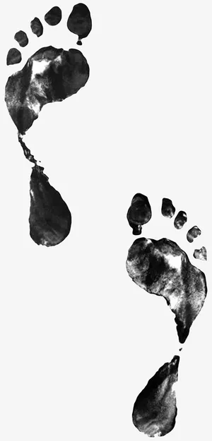 黑色笔墨脚印素材免抠