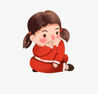 过年欢乐的小女孩免抠