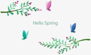 春天你好绿色艺术字免抠