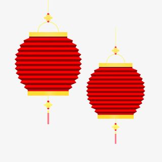 折纸红灯笼卡通插画免抠