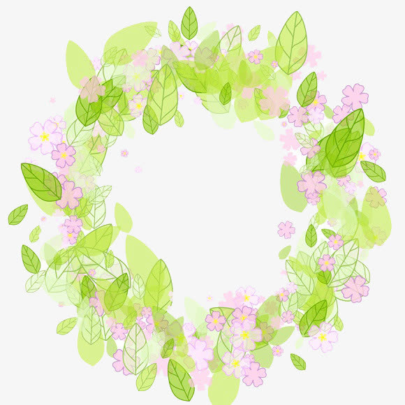 鲜花与叶子花环素材图免抠