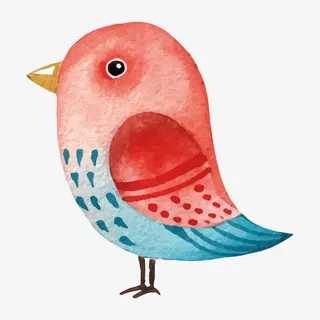 水彩绘画渐变鸟儿免抠