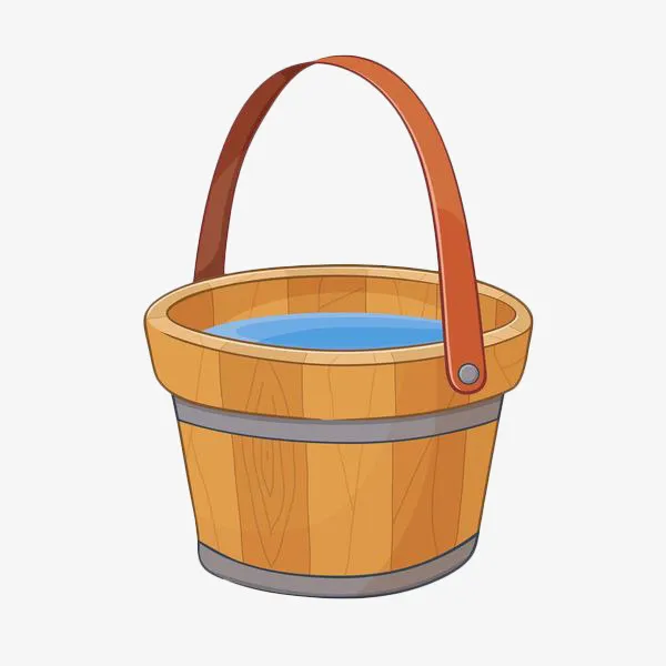 手绘黄色木桶蓄水桶免抠