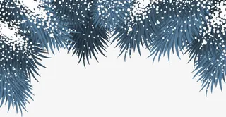 手绘松叶雪花图案免抠