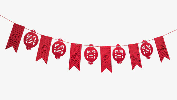春节喜庆新春拉花免抠