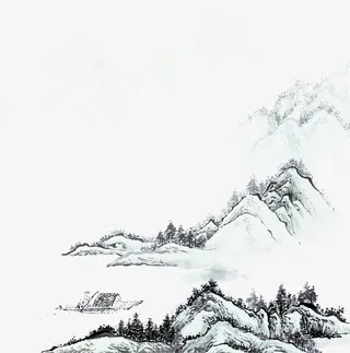 黑色毛笔水墨风格画画免抠