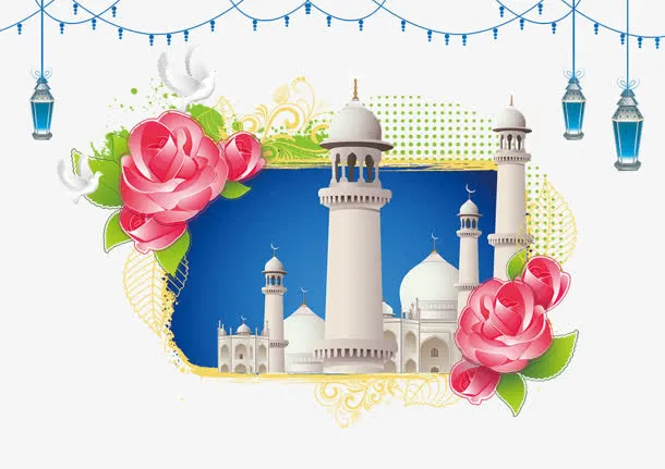 浪漫主义红花卡通画免抠