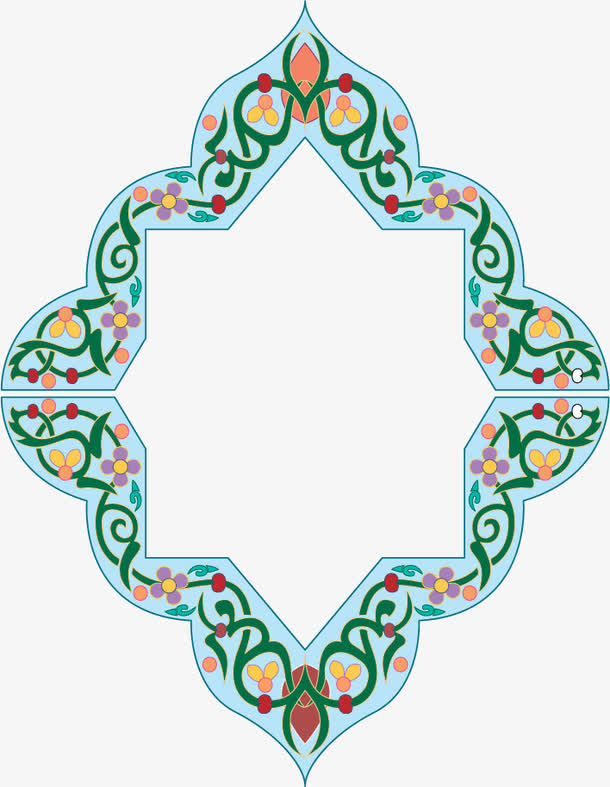 矢量手绘传统花纹边框免抠
