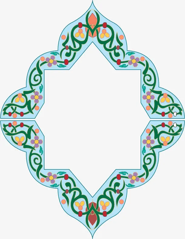 矢量手绘传统花纹边框免抠