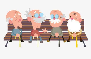 长椅上的老人免抠