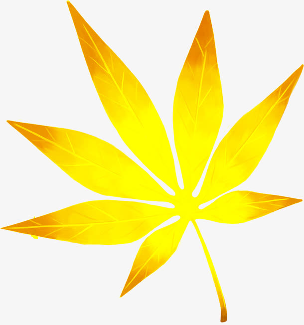 黄色渐变树叶海报免抠