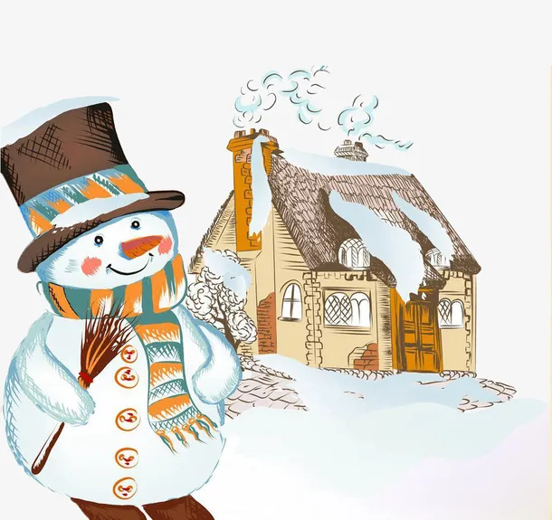 卡通手绘圣诞节雪人背景素材