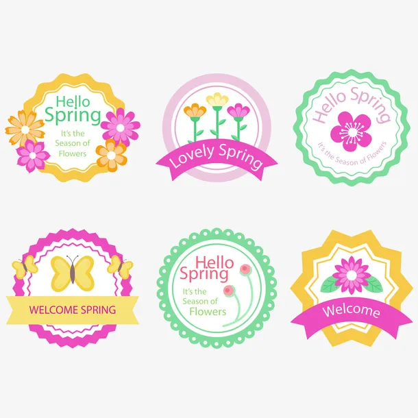 春天装饰贴纸矢量素材免抠