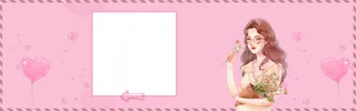春季上新浪漫文艺小清新几何粉banner高清