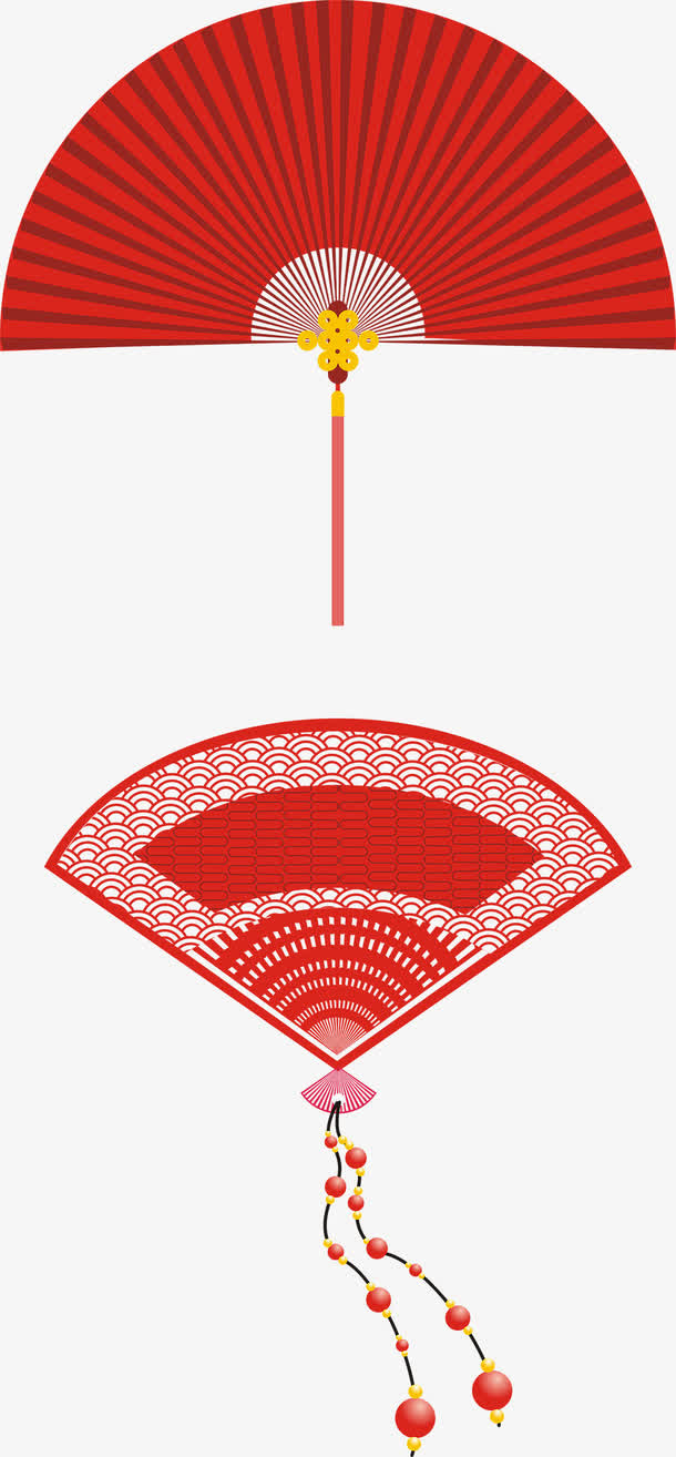 中国风红色扇子免抠