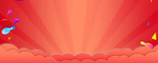 双11提前购卡通几何橙色banner高清