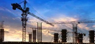 工地风景蓝色建筑海报背景高清