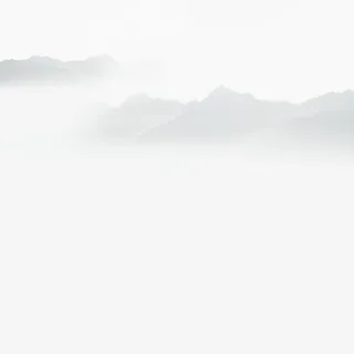 云雾中的远山手绘山水画插图免抠