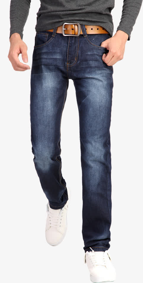 蓝色休闲牛仔裤男裤长裤免抠