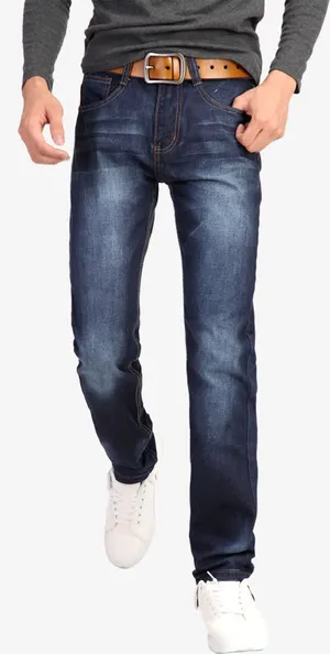 蓝色休闲牛仔裤男裤长裤免抠