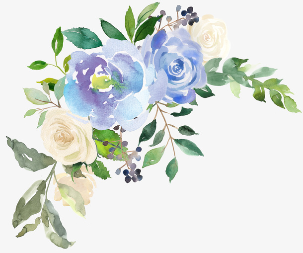 绿叶衬托的花朵免抠