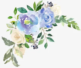 绿叶衬托的花朵免抠