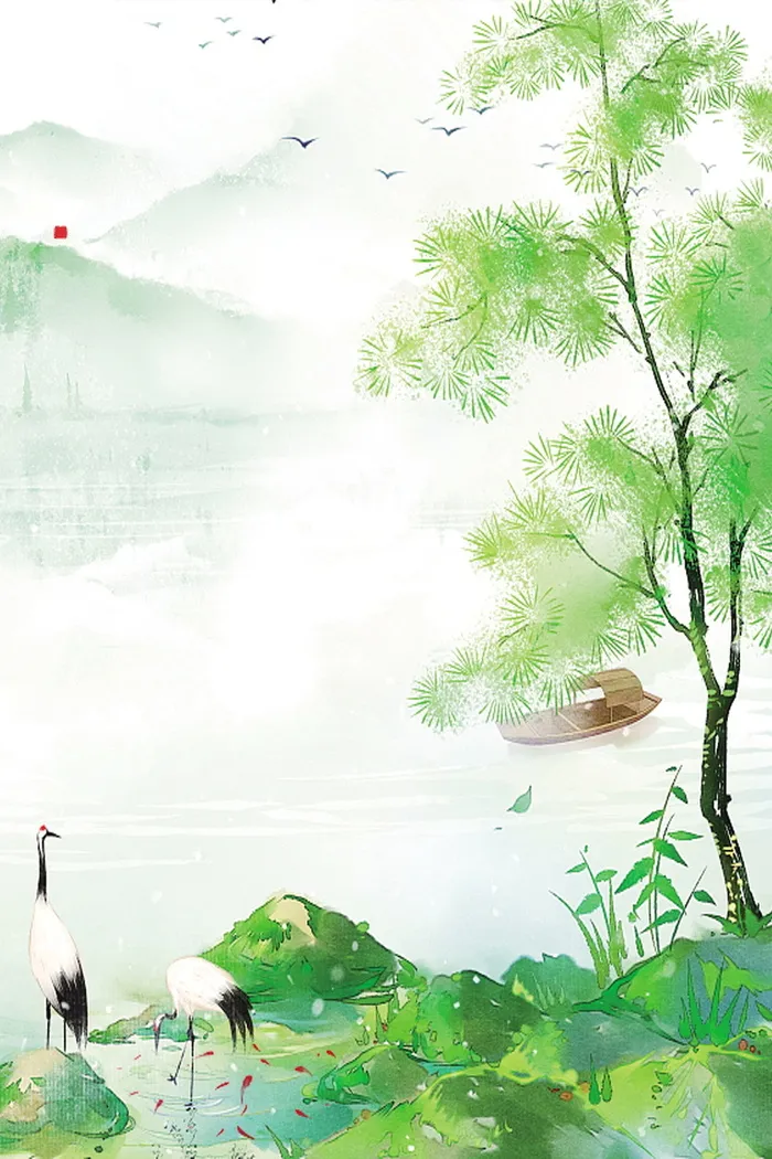 中国风闲云野鹤装饰画高清