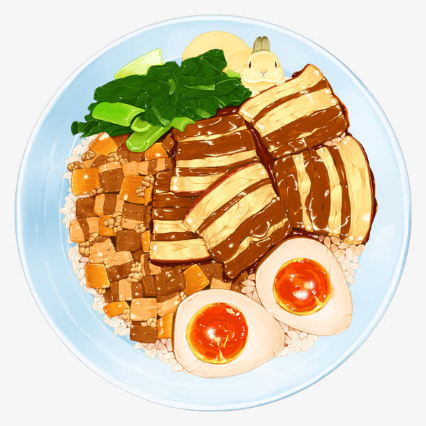 手绘卤肉饭免抠