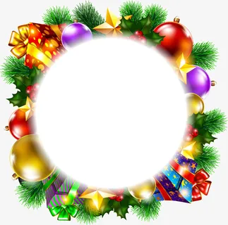 圣诞节绿色松叶圆环免抠